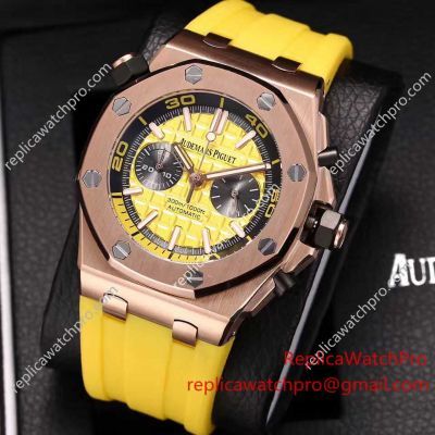 Fake Audemars Piguet Royal Oak Offshore Diver Rose Gold Yellow Rubber Band